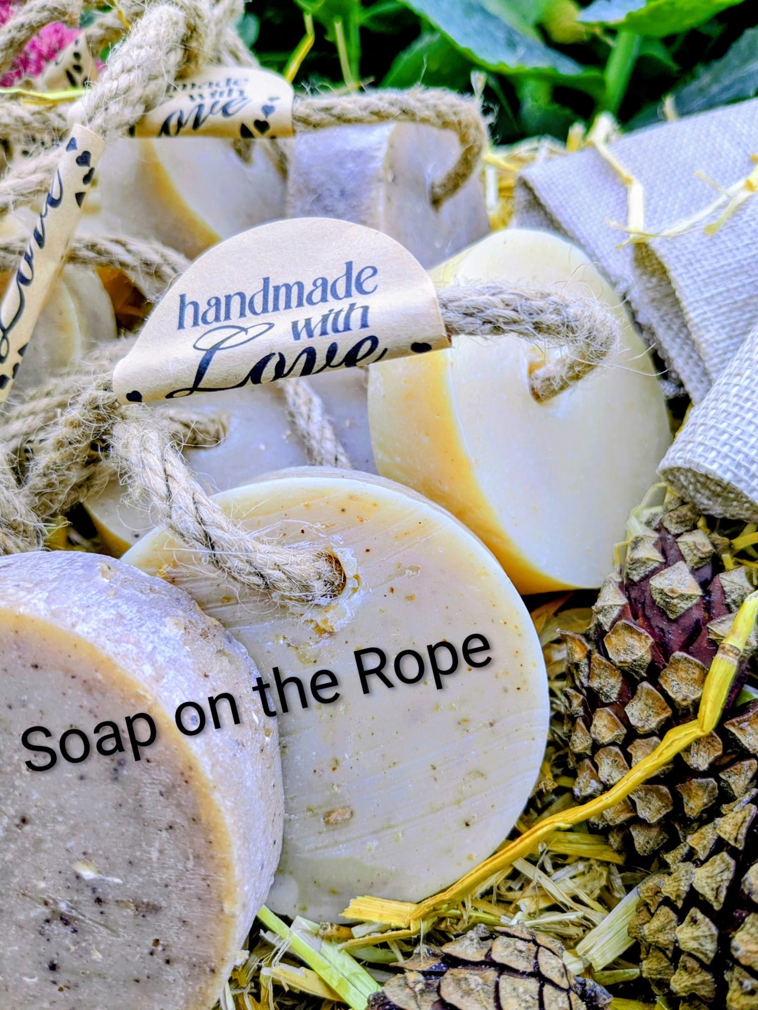 Handmade soap on a rope